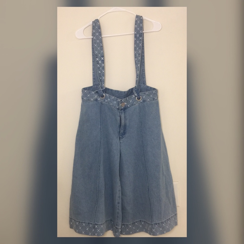 High waist jean overalls